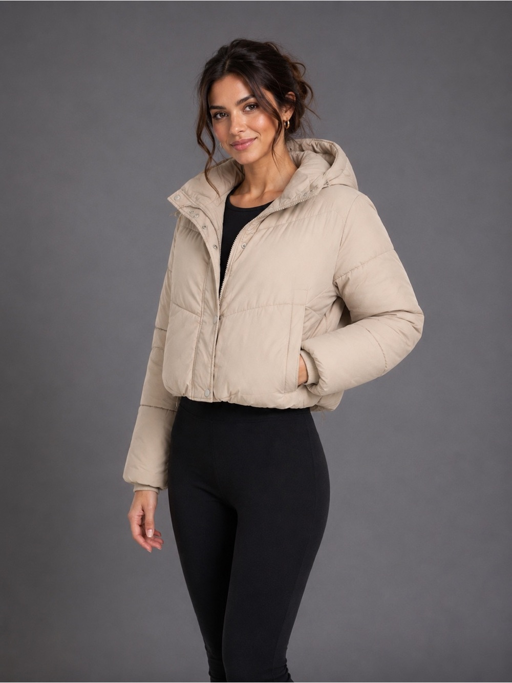 Women's Tan Puffer Jacket